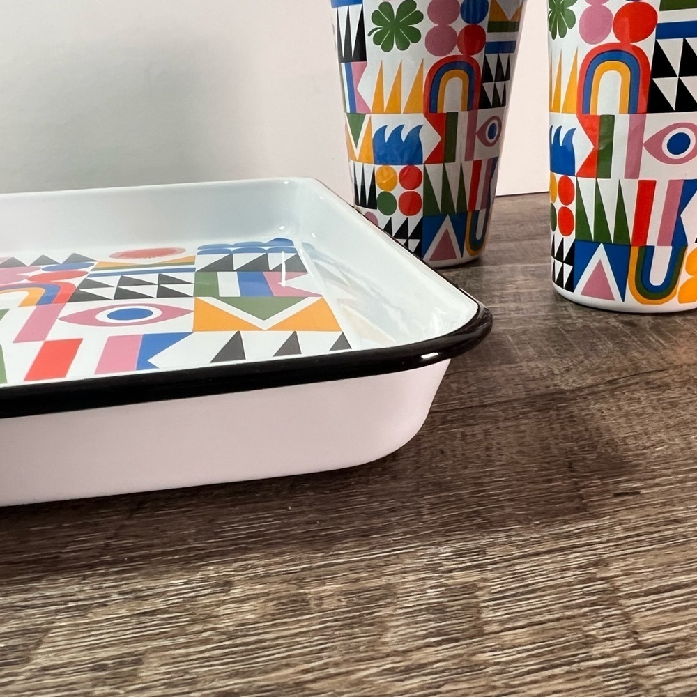 Lisa Congdon enamelware set Tray cups Brand New Crow Canyon art limited edition - Picture 4 of 11